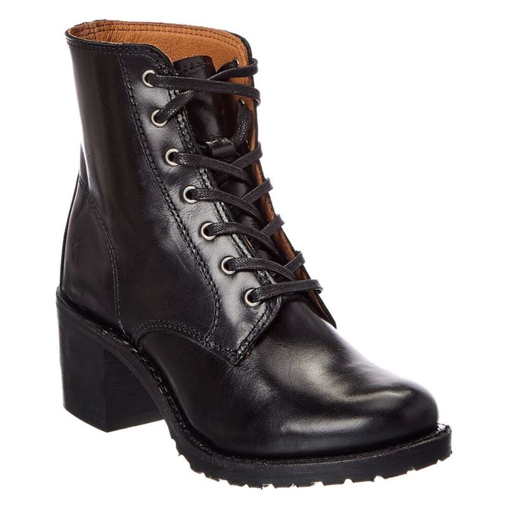Frye Sabrina 6G Lace-Up Leather Boot, Black